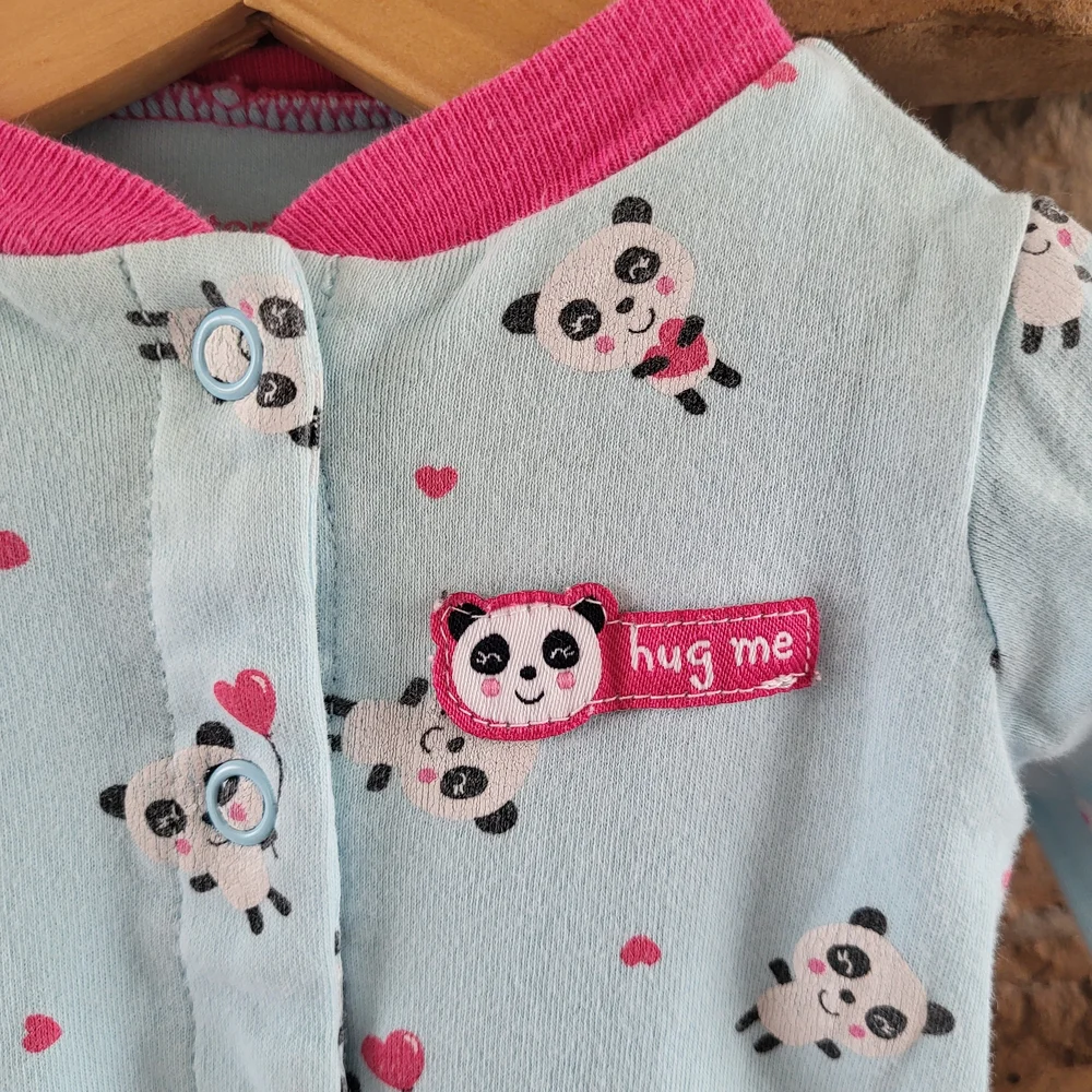 Blue Panda Print Footed Sleeper
